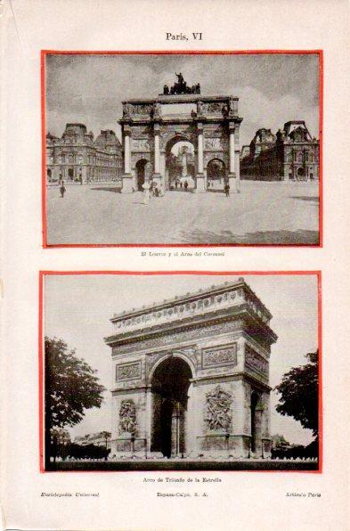 LAMINA V42325: El Louvre y el Arco de Triunfo, Paris