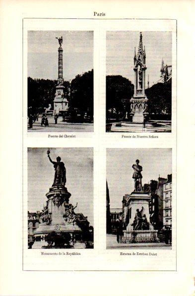 LAMINA V42315: Fuentes y Monumento de la Republica en Paris