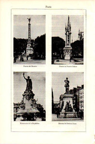 LAMINA V42315: Fuentes y Monumento de la Republica en Paris
