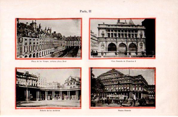LAMINA V42310: Plaza de los Vosgos, Palacio de los Archivos, Teatro Frances y Casa de Francisco I en Paris