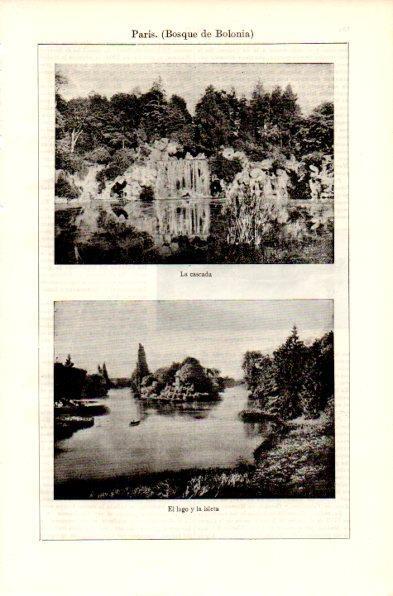 LAMINA V42308: La cascada y el lago del Bosque de Bolonia en Paris