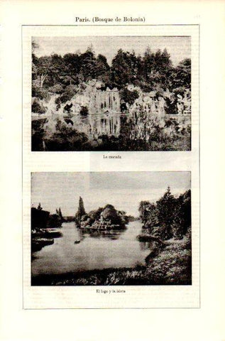 LAMINA V42308: La cascada y el lago del Bosque de Bolonia en Paris