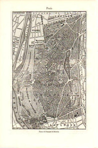 LAMINA V42306: Plano del bosque de Bolonia, Paris