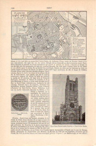LAMINA V41973: Plano y Torre de San Bertin en Saint-Omer, Pas-de-Calais