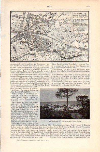LAMINA V41981: Vista y plano de Saint-Raphael, Du Var Francia