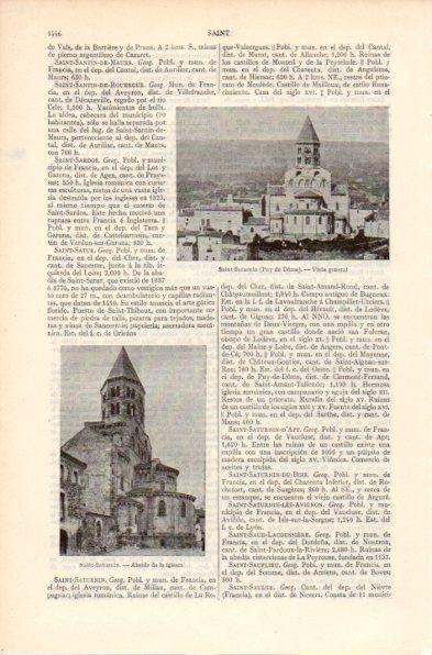 LAMINA V41982: Vista general e iglesia de Saint-Saturnin, Puy de Dome