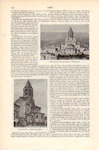 LAMINA V41982: Vista general e iglesia de Saint-Saturnin, Puy de Dome