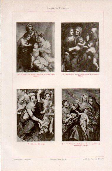 LAMINA V41918: Sagrada Familia obras varias por del Sarto, B. Luini, P. del Vaga y el Greco