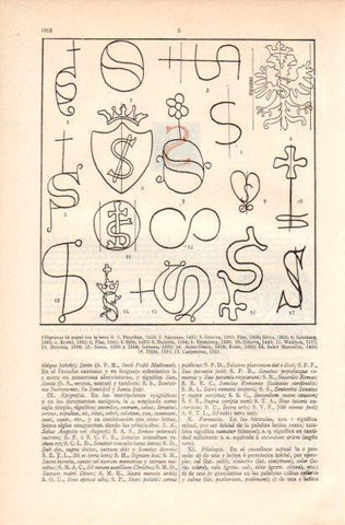 LAMINA V41897: Filigranas de papel con la letra S