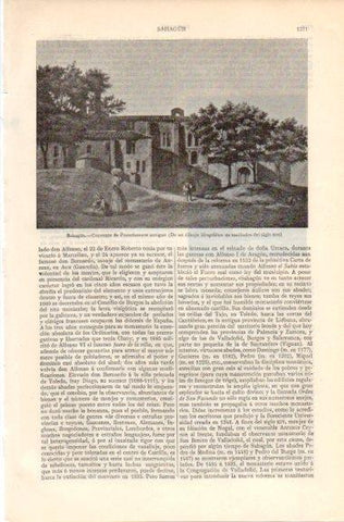 LAMINA V41928: Convento de Franciscanos antiguo en Sahagun dibujo siglo XIX