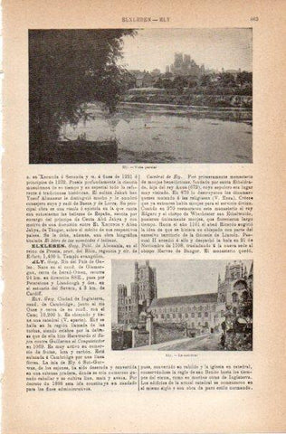LAMINA V42108: Vista parcial y Catedral de Ely