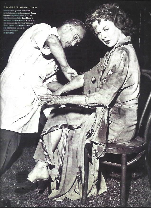 LAMINA 37223: Susan Hayward con el maquillador Jack Pierce