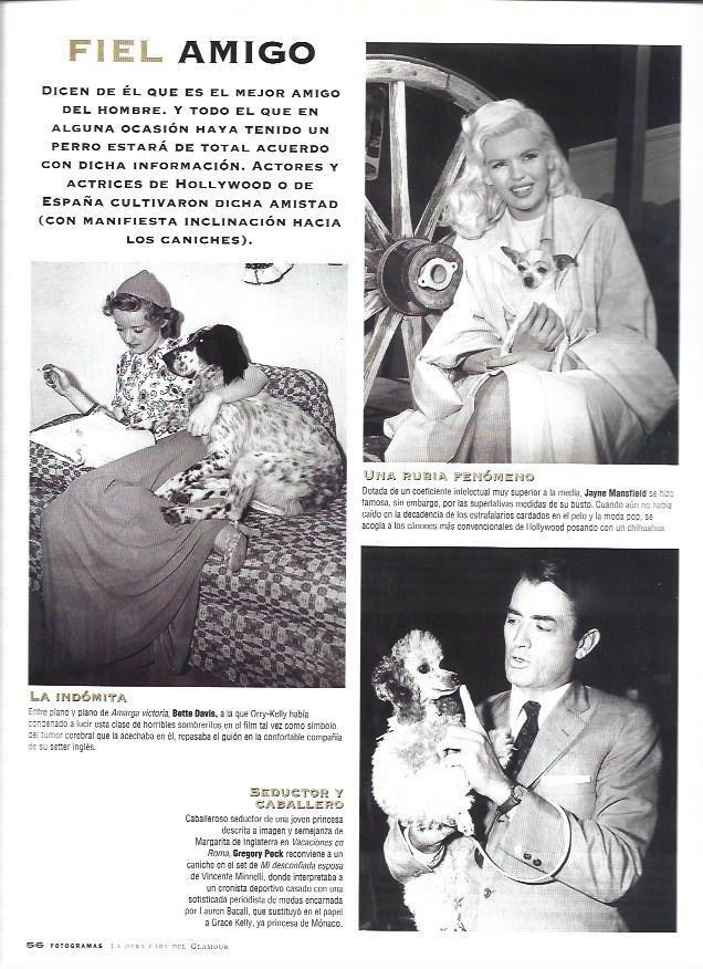 LAMINA 37218: Bette Davis, Gregory Peck y Jayne Masfield con sus mascotas