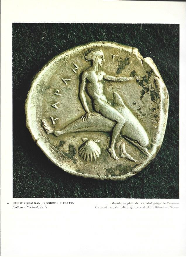 LAMINA 37007: Heroe cabalgando sobre un delfin, moneda griega