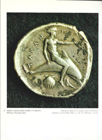 LAMINA 37007: Heroe cabalgando sobre un delfin, moneda griega