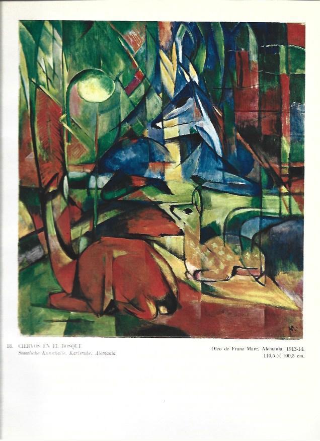 LAMINA 37018: Ciervos en el bosque, por Franz Marc