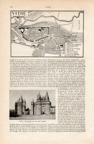 LAMINA V42781: Castillo y plano de Vitre, Francia