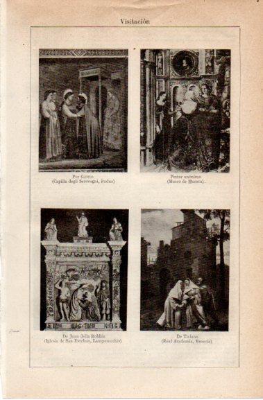 LAMINA V42755: Visitacion por Giotto, della Robbia y Ticiano