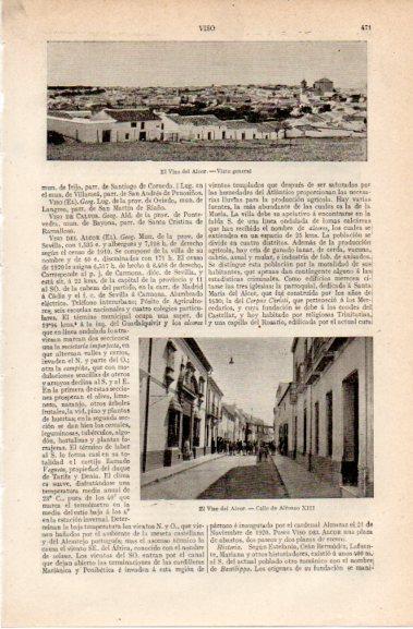LAMINA V42758: Vista y Calle de Alfonso XIII en El Viso del Alcor