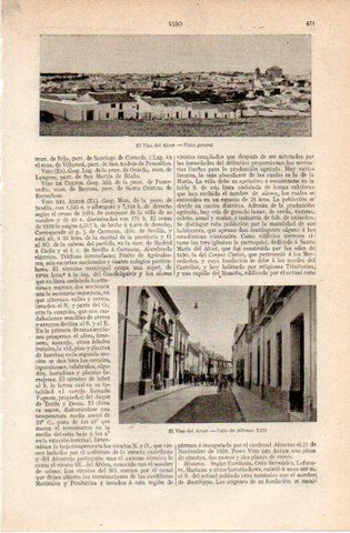 LAMINA V42758: Vista y Calle de Alfonso XIII en El Viso del Alcor