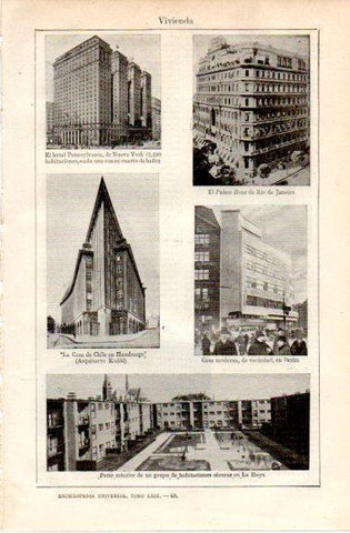 LAMINA V42806: Viviendas en Nueva York, Rio de Janeiro,Hamburgo, Berlin y La Haya