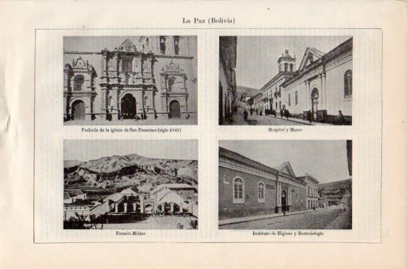 LAMINA V42700: Hospital, Escuela Militar e iglesia San Francisco en La Paz, Bolivia
