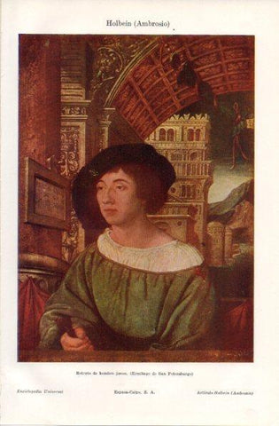 LAMINA V42904: Retrato de hombre joven por A. Holbein