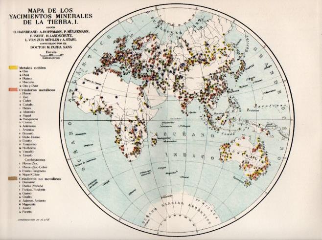 LAMINA V42959: Mapa yacimientos minerales de la Tierra I