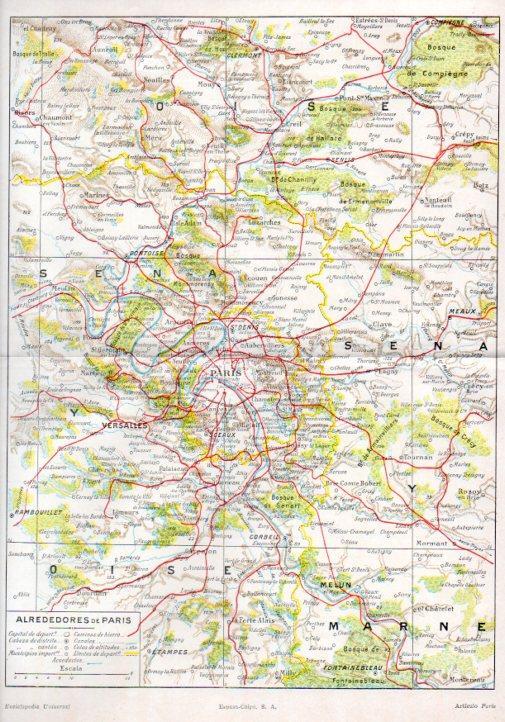 LAMINA V42933: Mapa de los alrededores de Paris
