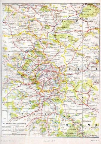LAMINA V42933: Mapa de los alrededores de Paris