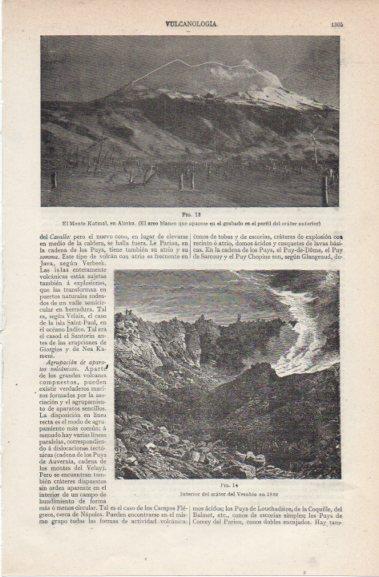 LAMINA V42850: El monte Katmai y Crater del Vesubio en 1882