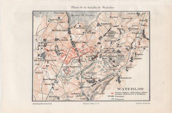 LAMINA V42879: Plano de la batalla de Waterloo