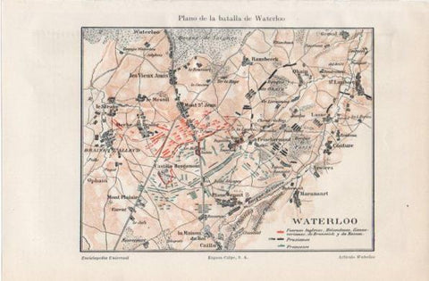 LAMINA V42879: Plano de la batalla de Waterloo
