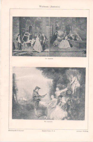 LAMINA V42882: La muestra y El concierto por A. Watteau