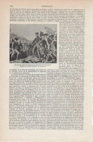 LAMINA V42876: General Cornwallis y Washington en el fuerte Yorktown