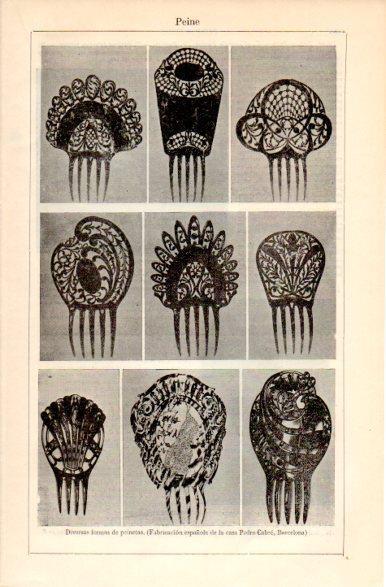 LAMINA V42517: Peinetas de diversas formas