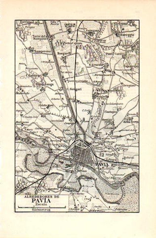 LAMINA V42445: Plano alrededores de Pavia