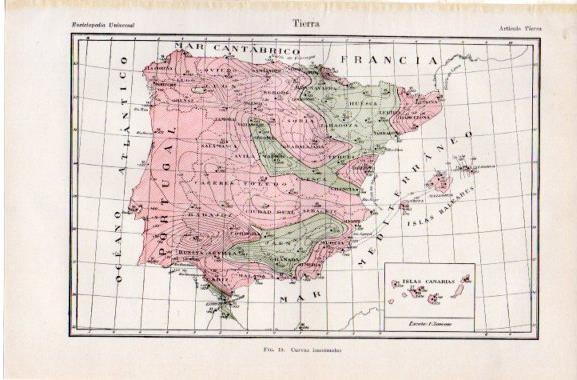 LAMINA V42614: Mapa de España curvas isanomalas 