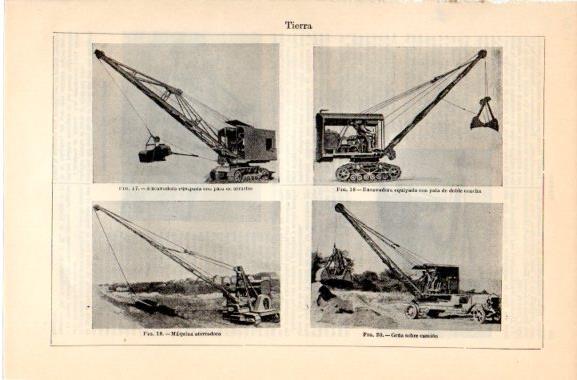 LAMINA V42618: Excavadora con pala y grua sobre camion
