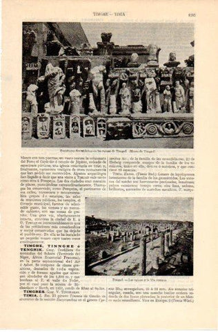 LAMINA V42645: Esculturas en las ruina de Timgad