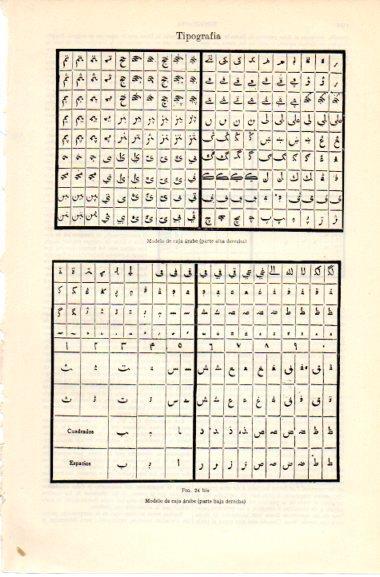 LAMINA V42671: Modelo de caja arabe de tipografia