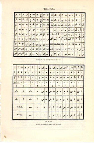 LAMINA V42671: Modelo de caja arabe de tipografia