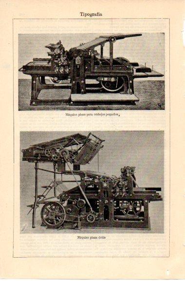 LAMINA V42672: Maquina plana y plana doble para tipografia