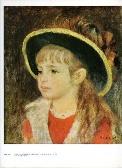 LAMINA V43252: Niña con sombrero ribeteado por Renoir