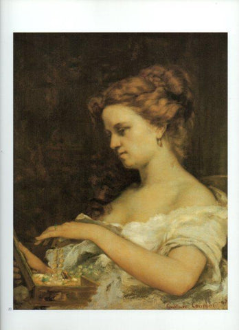 LAMINA V43332: Mujer con joyero por Courbet