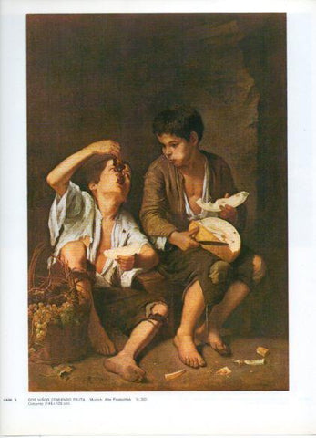 LAMINA V43260: Dos niños comiendo fruta por Murillo