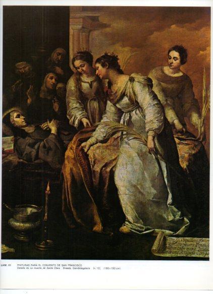 LAMINA V43257: La muerte de Santa Clara detalle por Murillo