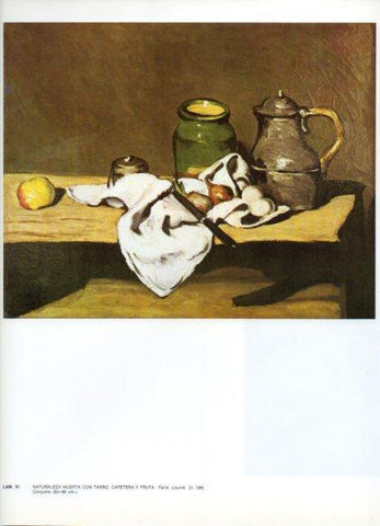 LAMINA V43290: Naturaleza muerta con tarro cafetera y fruta por Cezanne