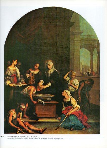 LAMINA V43281: Santa Isabel curando a los tiñosos por Murillo