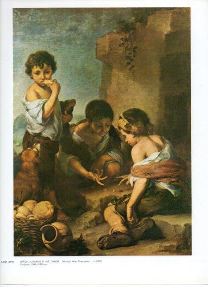 LAMINA V43278: Niños jugando a los dados por Murillo